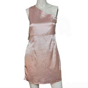 Altar'd State Pink Satin One Shoulder Sheath Dress, NWT, size Large